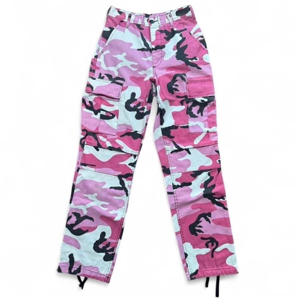 Vintage Pink Camo Military Issue Cargo Pants 29-32" Adjustable 90s Y2K